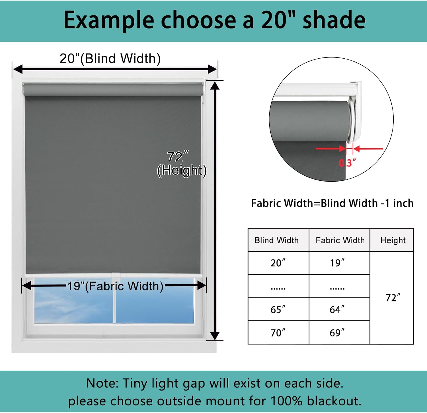Detalle de Changshade Blackout Roller Shade, 39" x 72