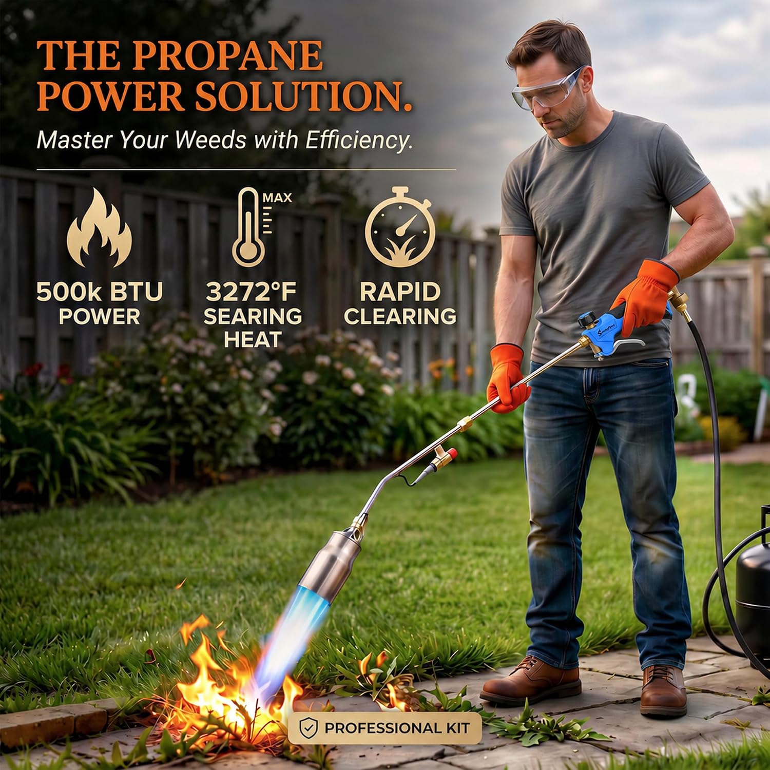 Detalle 2 de SuniqFyre GJD460 Propane Weed Torch, 500,000 BTU, 38.19-Inch Shaft