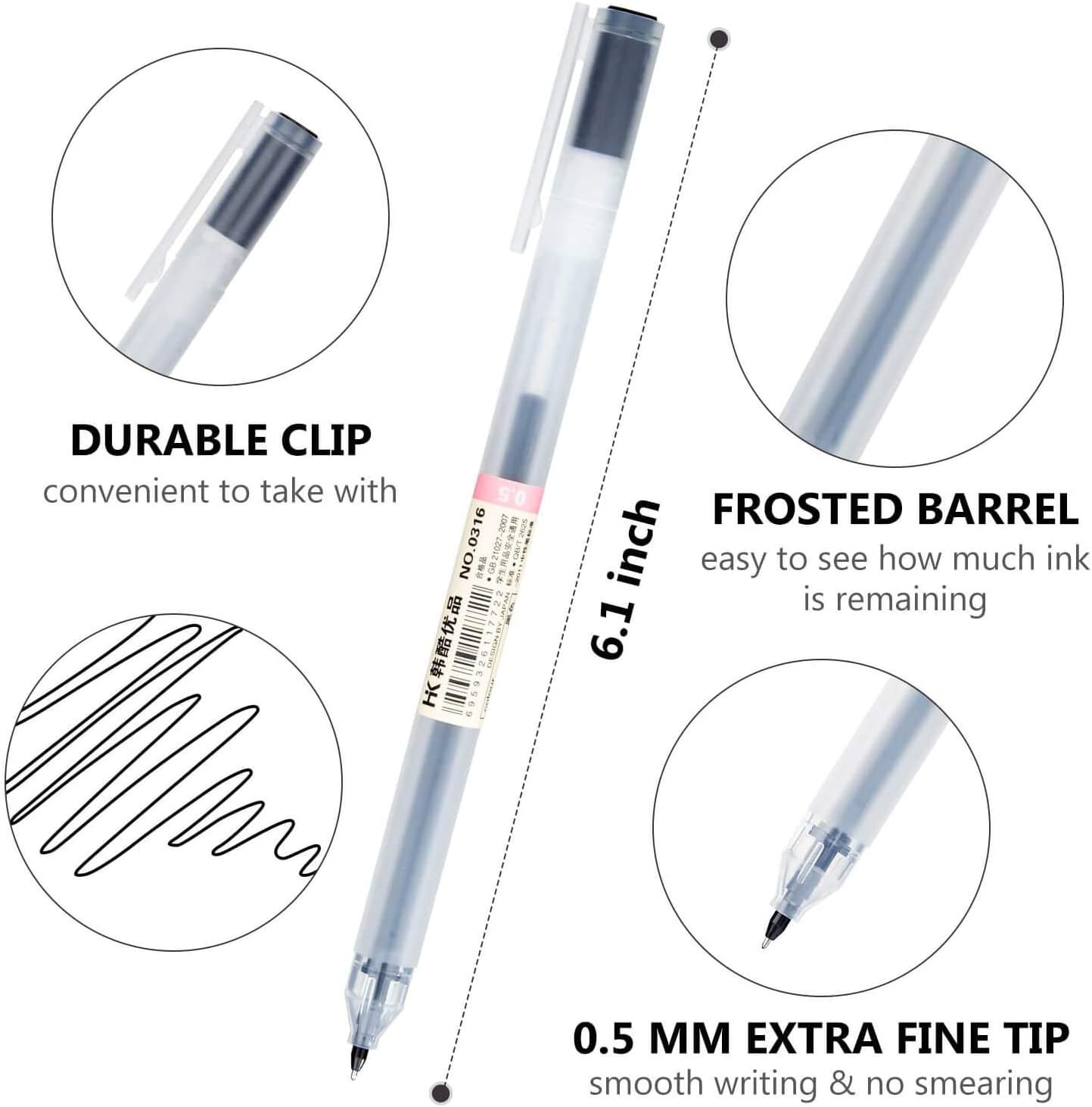 Thumbnail 2 de ABEIER Premium 12 Gel Ink Pens (Fine Point 0.5mm) – Dry‑resistant 12‑pack for office, art & journalling