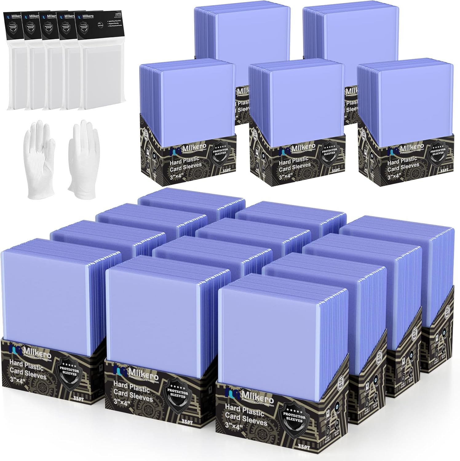 1000 Card Sleeves Top Loaders Set (3"x4" Toploaders + Clear Sleeves) for Baseball, Sports & Game Cards