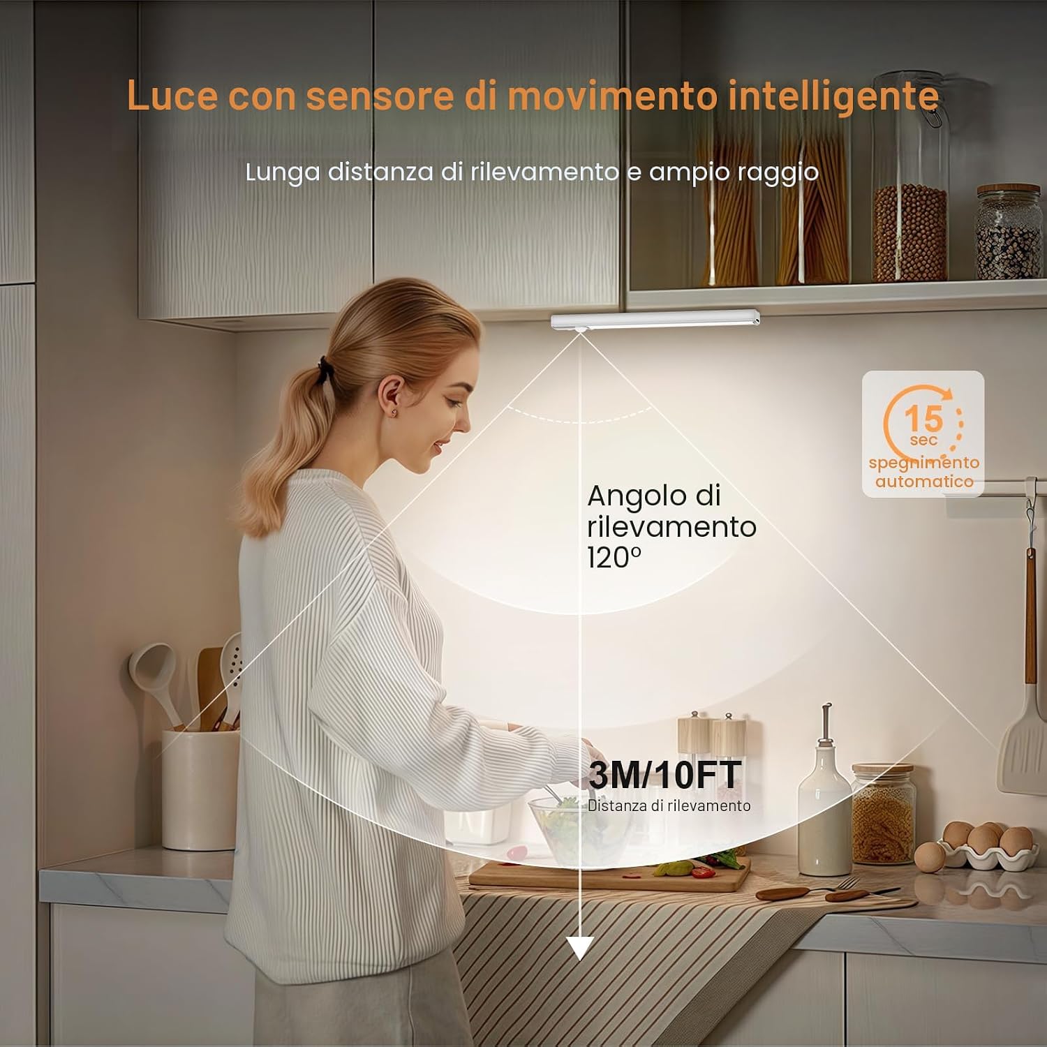 Detalle de daphomeu – 5 luci LED Sottopensile Cucina con Sensore, Dimmerabili, ricaricabili e magnetiche