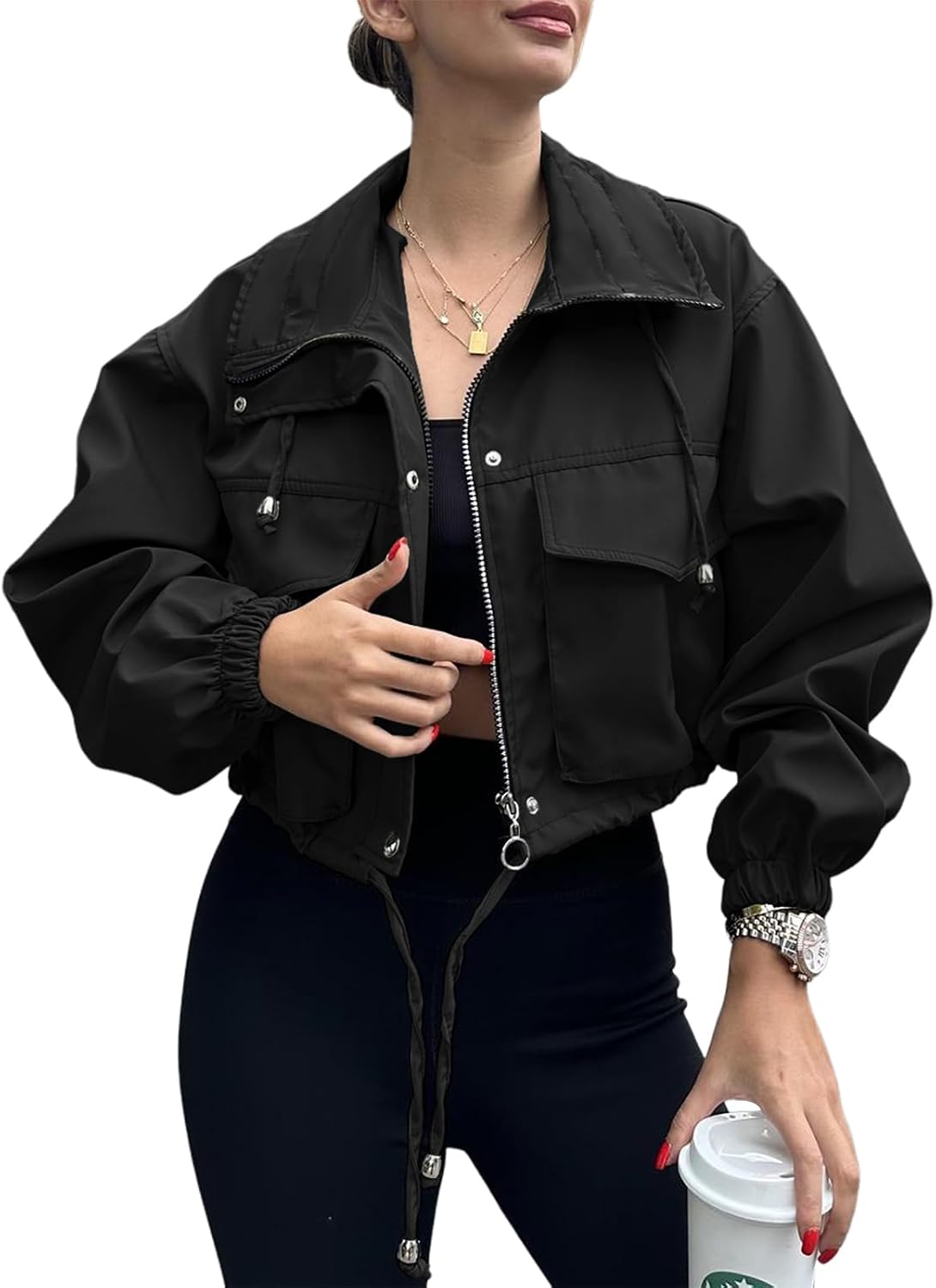 Detalle de Tankaneo Cropped Zip-Up Jacket