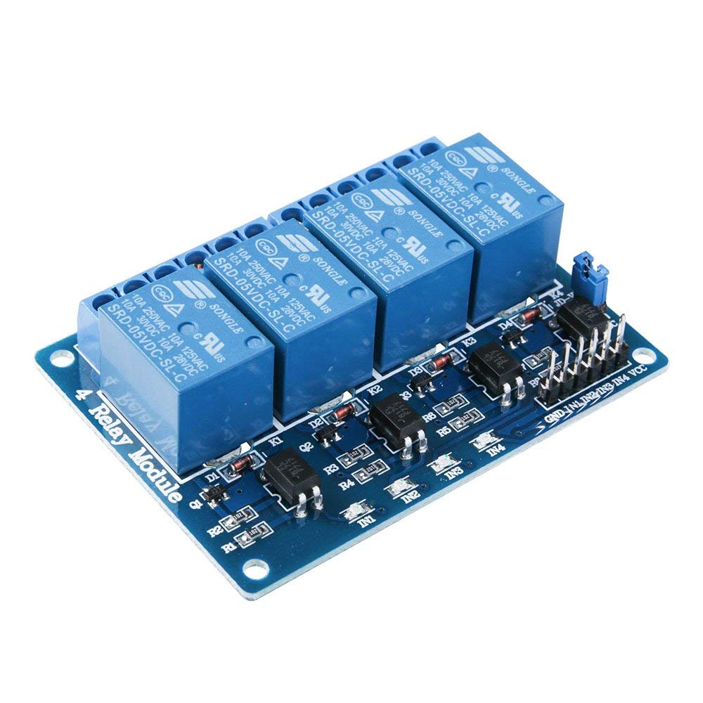Detalle 2 de ELEGOO 4 Channel DC 5V Relè Modulo con Optoisolatore: affidabile controllo a microcontrollore
