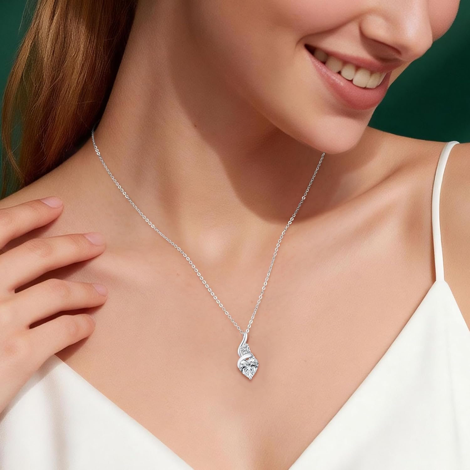 Detalle de LOUISA SECRET Infinity-Herz Kette für Damen mit Geburtsstein – 925 Sterling Silber