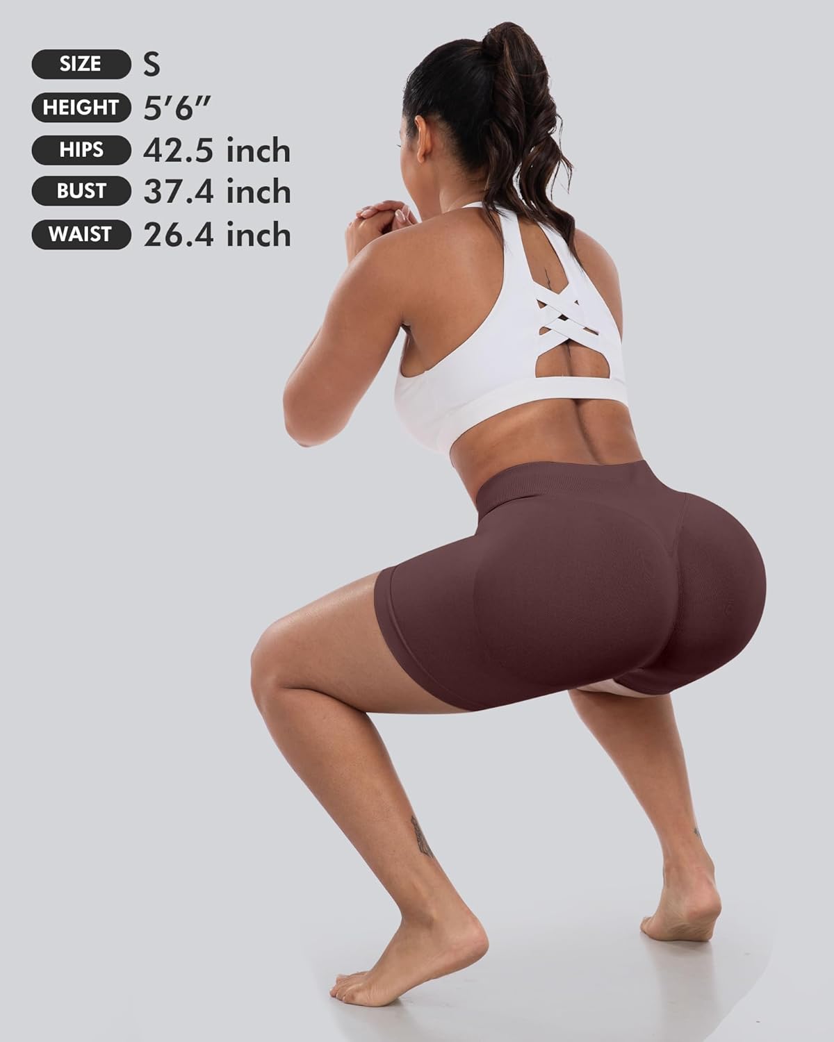 Thumbnail 5 de CHRLEISURE High-Waisted Workout Gym Biker Shorts (4-Piece Set) with Scrunch & Seamless Support