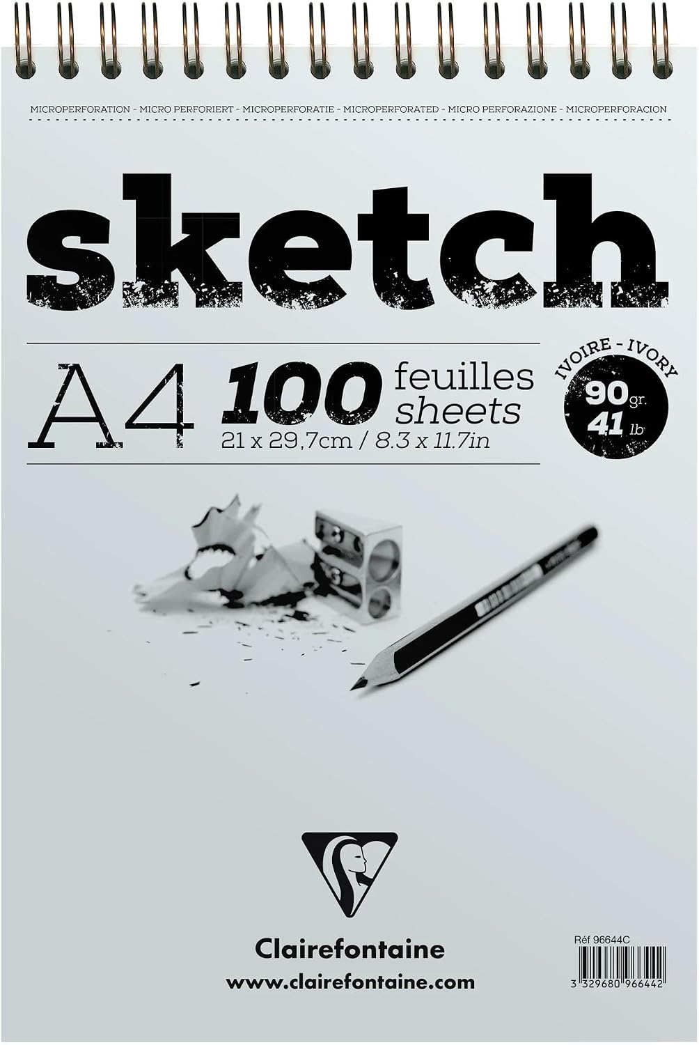 Detalle de Clairefontaine 96606Cpack – Bloc Spiralé Papier Sketch A5 (90 g), 5 blocs de 100 feuilles chacun