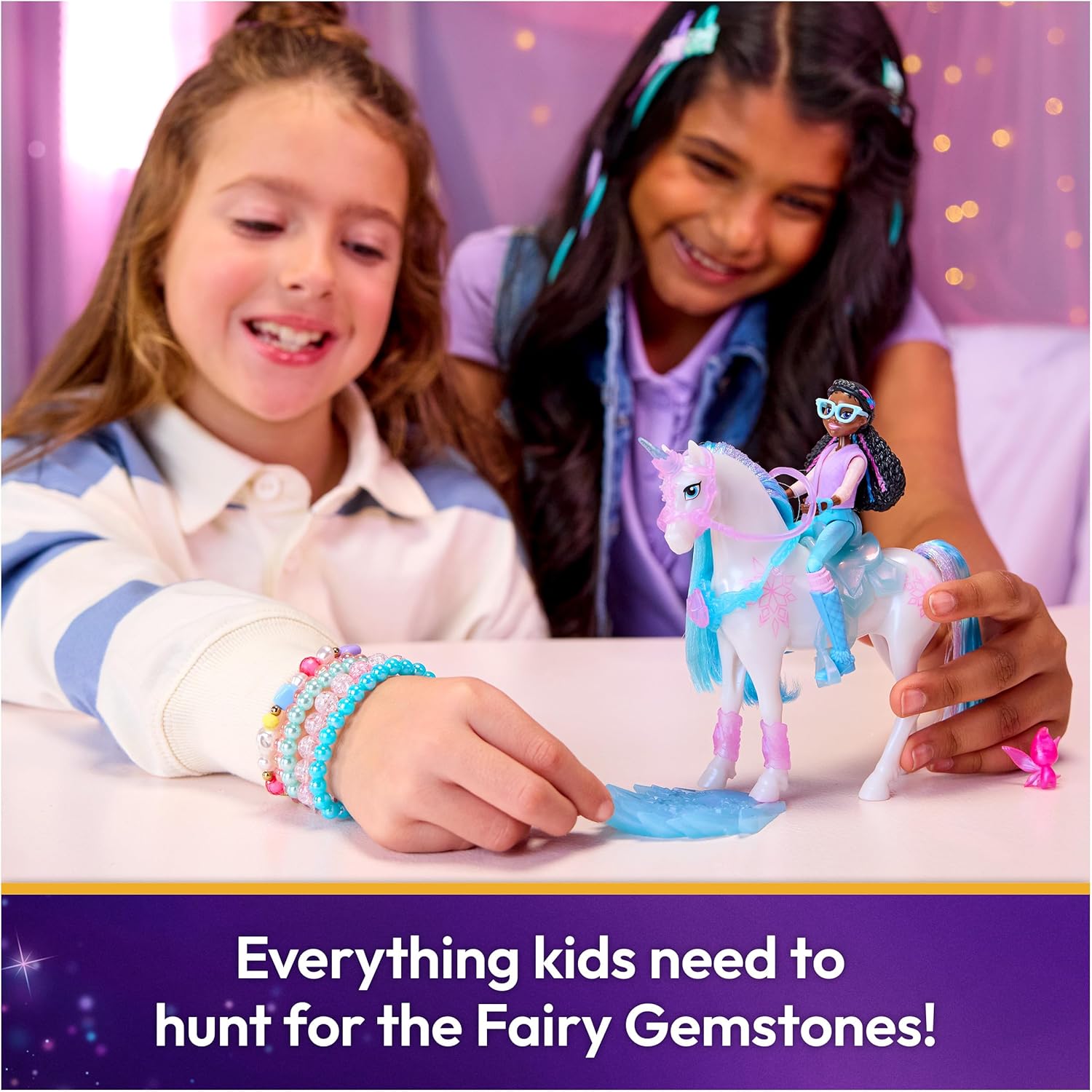 Detalle de Unicorn Academy: Glacier's Gemstone Adventure con Layla e 13 Accessori – Unicorno e bambola giocattolo per bambine