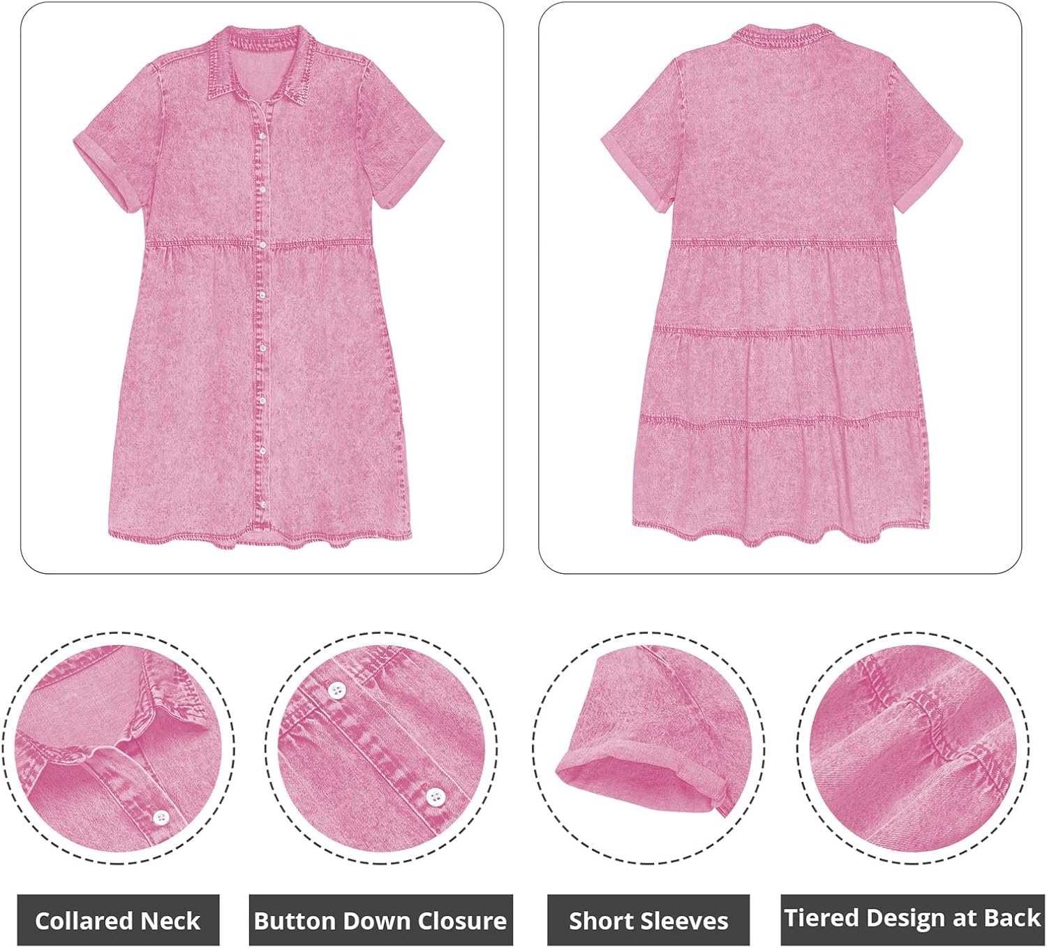 Detalle de GRAPENT Denim Dress for Women 85% cotton
