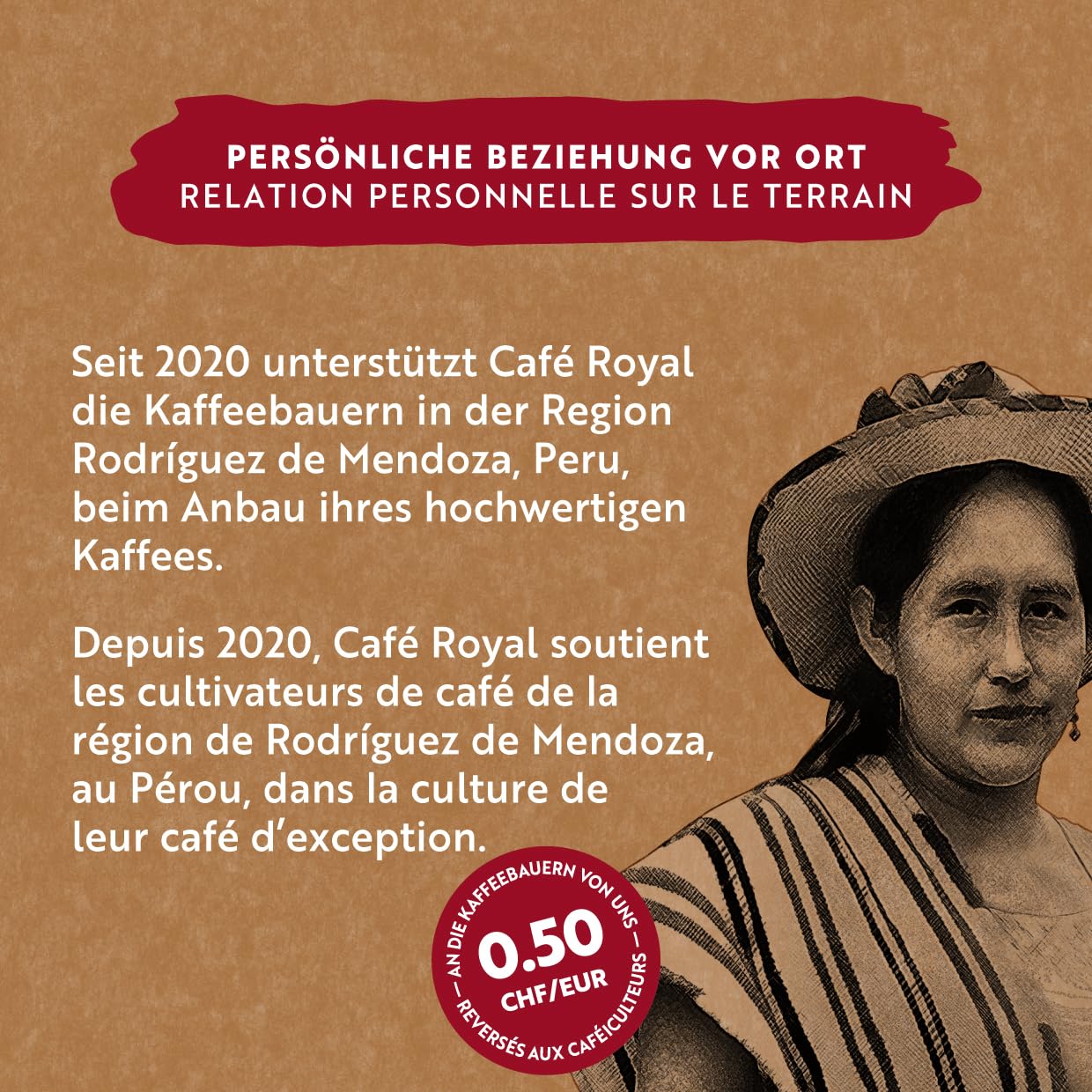 Detalle de Café Royal Bio Crema Peru – 100% Arabica, 500 g ganze Bohnen