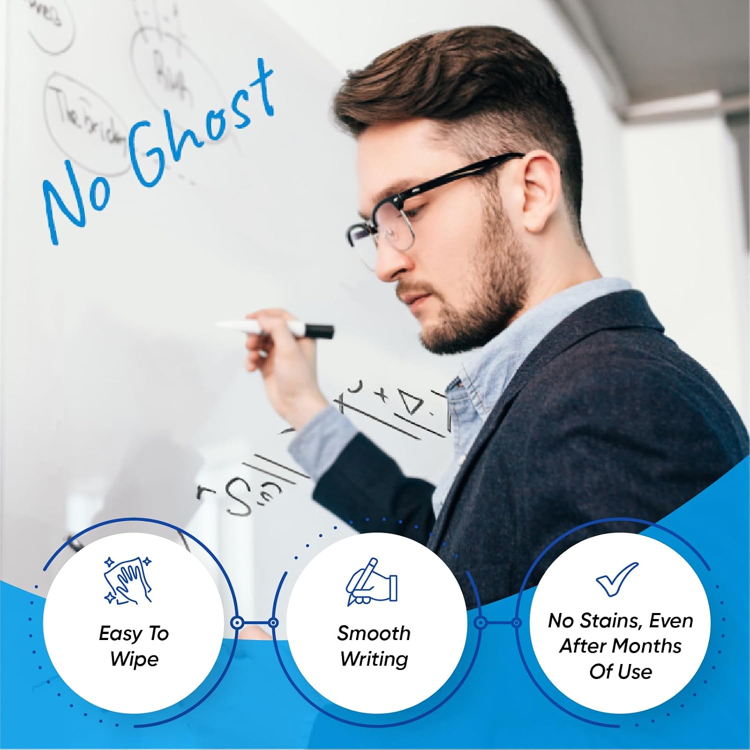 Detalle de HeatPomelo Whiteboard Sticker Roll (Whiteboard Wallpaper) 335 x 44 cm, No Ghosting & Self-Adhesive