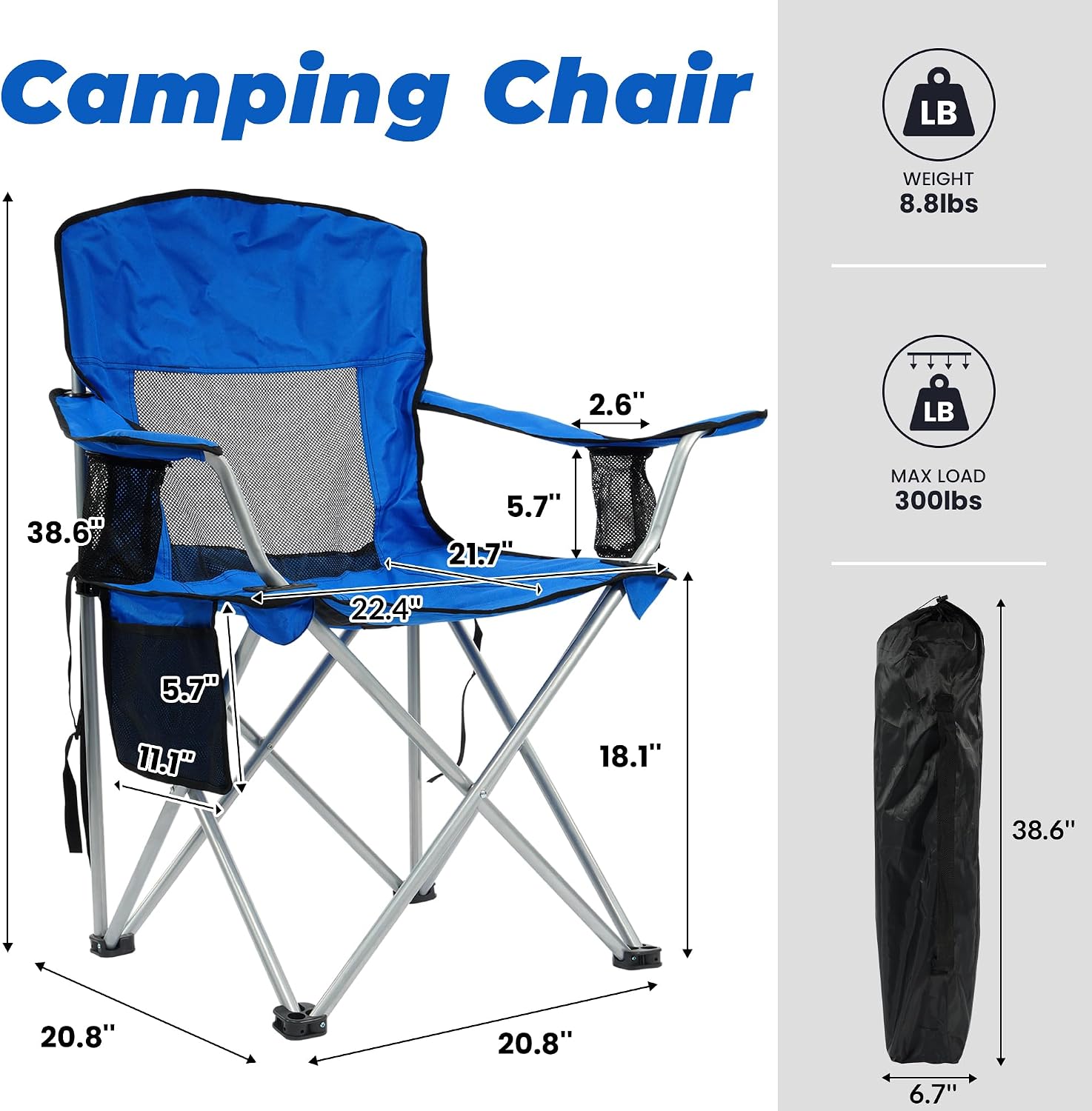Thumbnail 2 de HULKFIT Folding Camping Chair, 600D Oxford Fabric