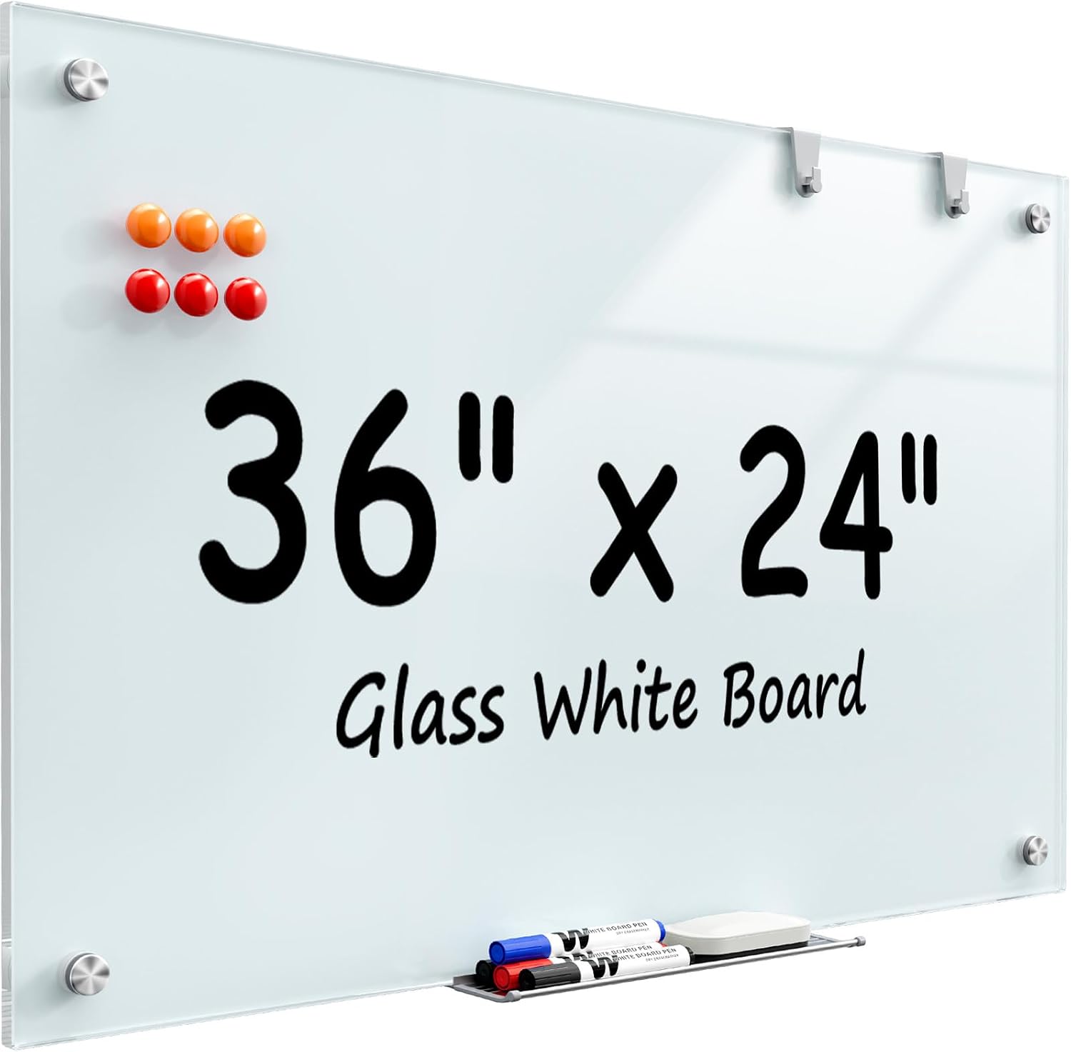 Detalle de MaxGear MaxGear-W-Glass-Board-36x24 Glass Whiteboard, 36" x 24", Magnetic