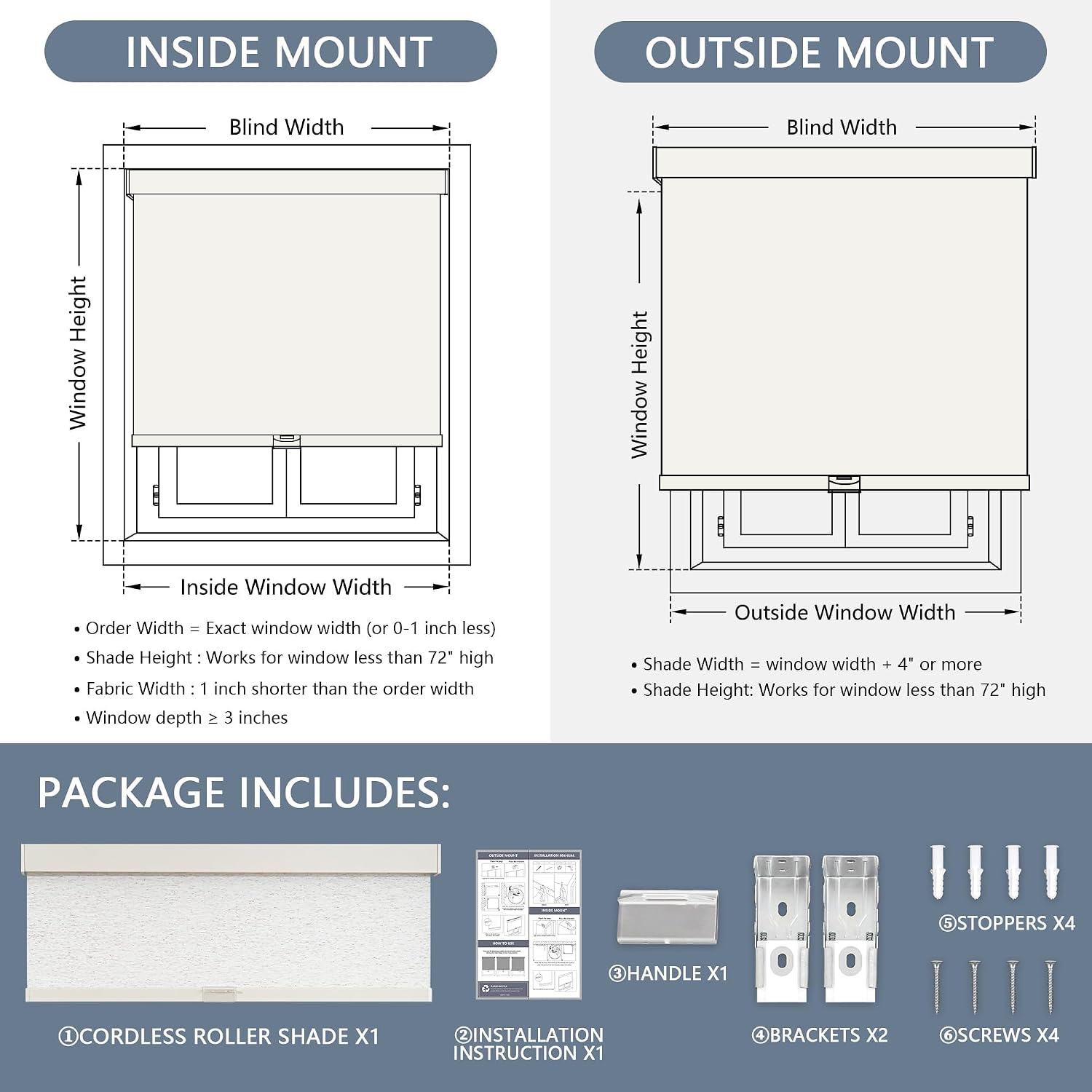 Detalle 2 de AOSKY 6f62ef08-c475-47d7-a13e-57f56a324146 Cordless Blackout Shade, Linen Beige