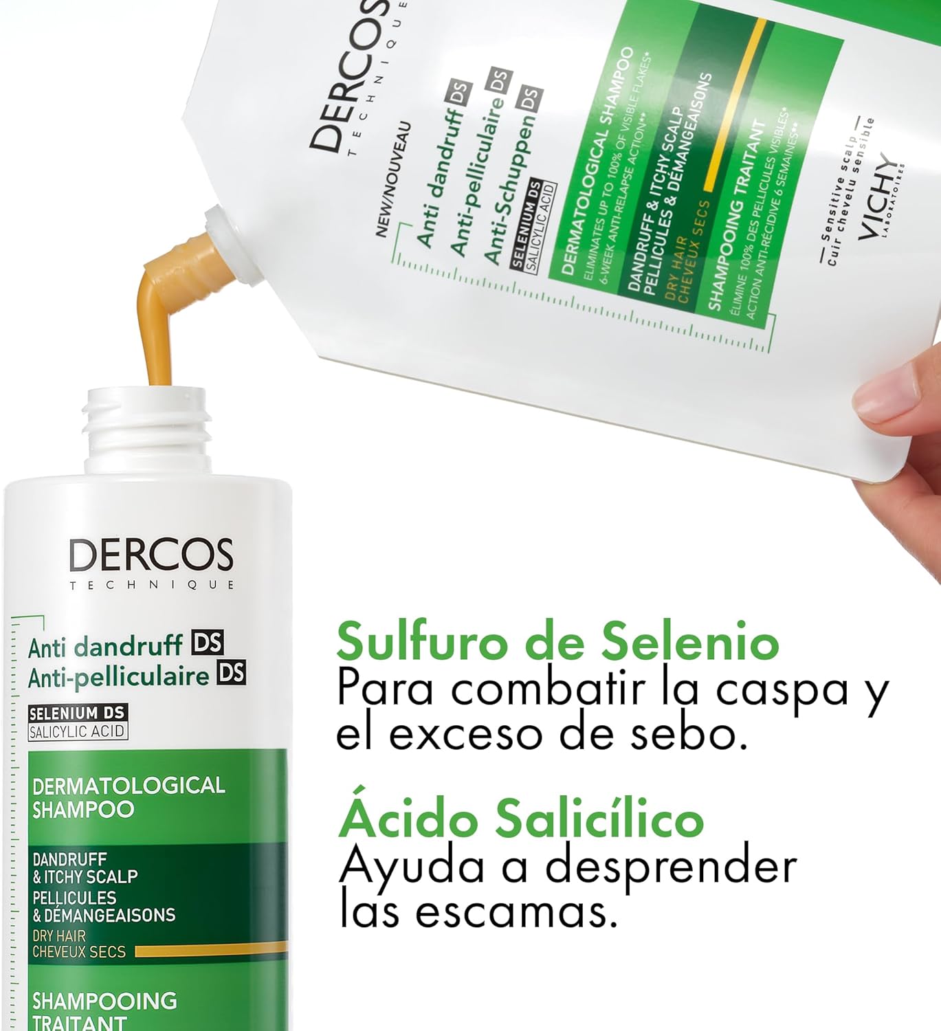 Thumbnail 1 de Vichy Dercos Anti-Dandruff Dermatological Shampoo for Dry Hair, 390 ml Refill Pouch