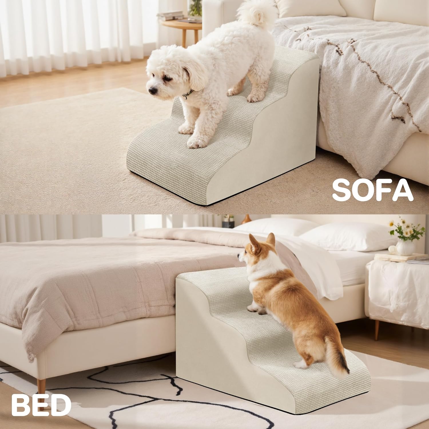 Thumbnail 5 de Dog Ramp 3 Steps Straw Yellow pet stairs