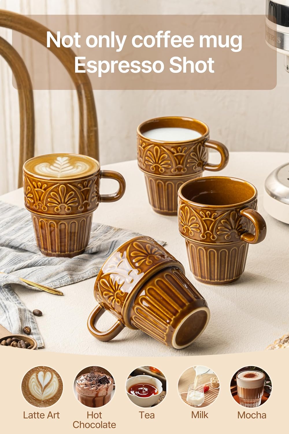 Thumbnail 4 de Ceramic Espresso Cup Set, 6 oz