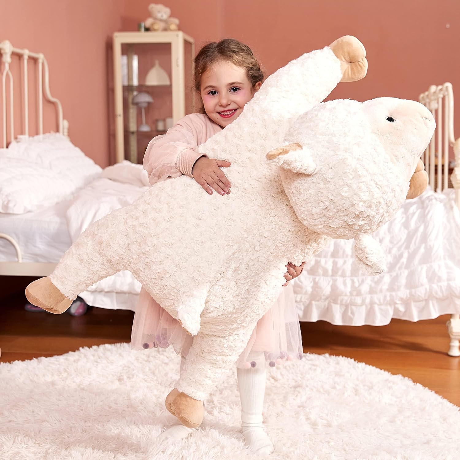 Detalle de IKASA Großes Schaf-Kuscheltier 78 cm – riesiges Plüschtier (weiß)