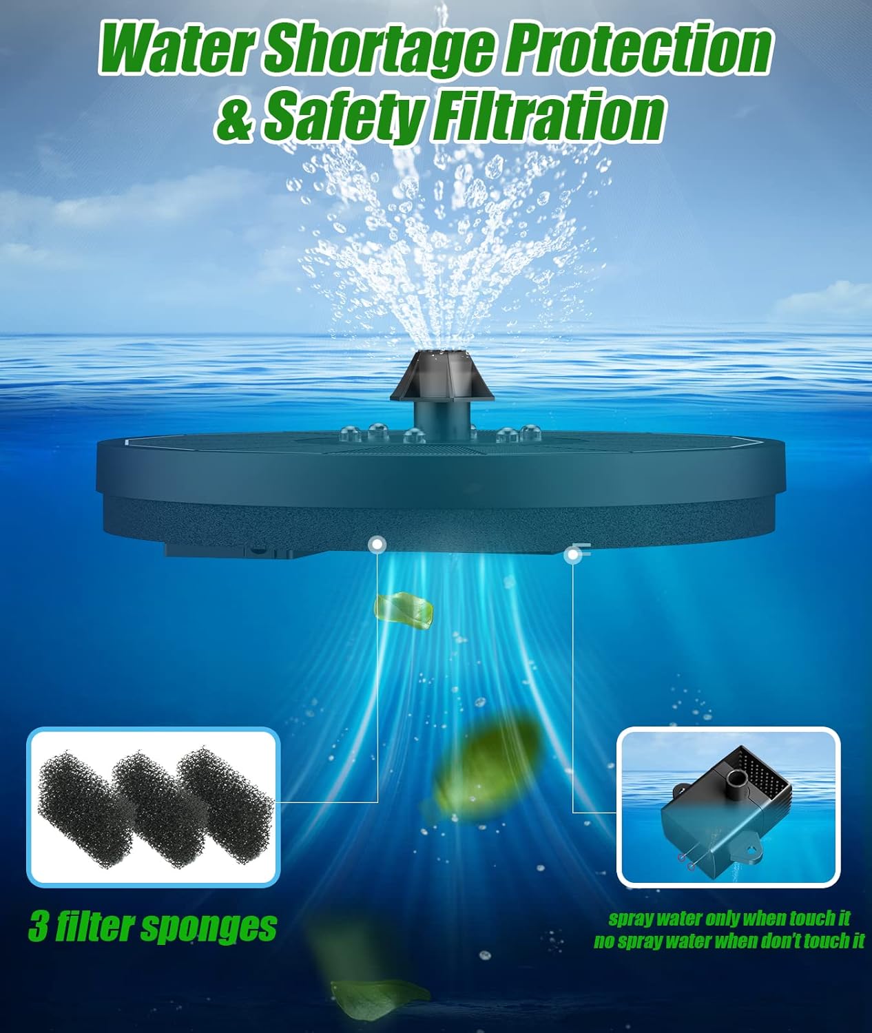 Thumbnail 5 de SZMP 3.5W Solar Water Fountain with 100% Glass Panel, 2200mAh Battery, 7 Nozzles & LED