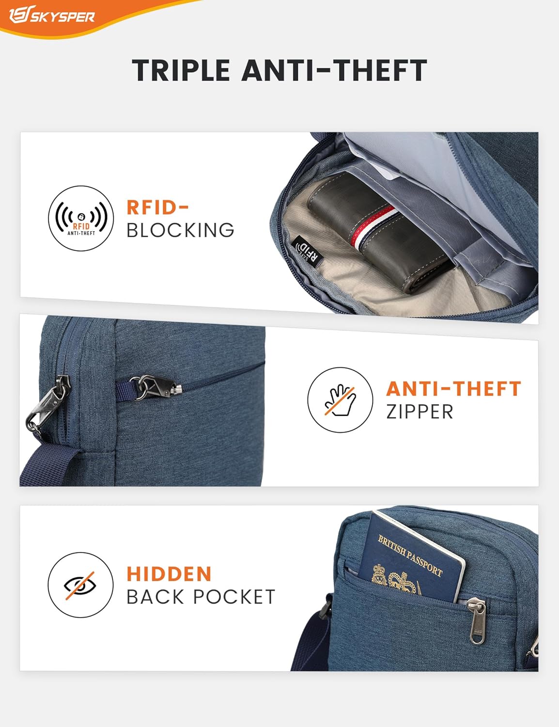Thumbnail 3 de SKYSPER Small Anti Theft Sling Bag 9.8in