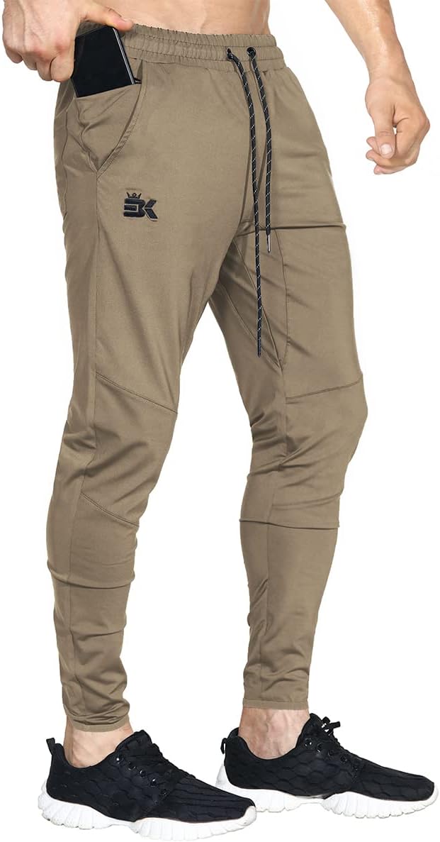 Detalle de BROKIG Lightweight Gym Jogger Pants for Men with Zip Pocket