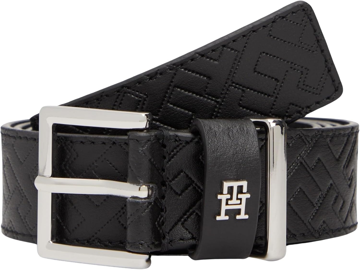 Detalle de Tommy Hilfiger Women’s TH Square 3.0 monogram belt (adjustable) – AW0AW18110