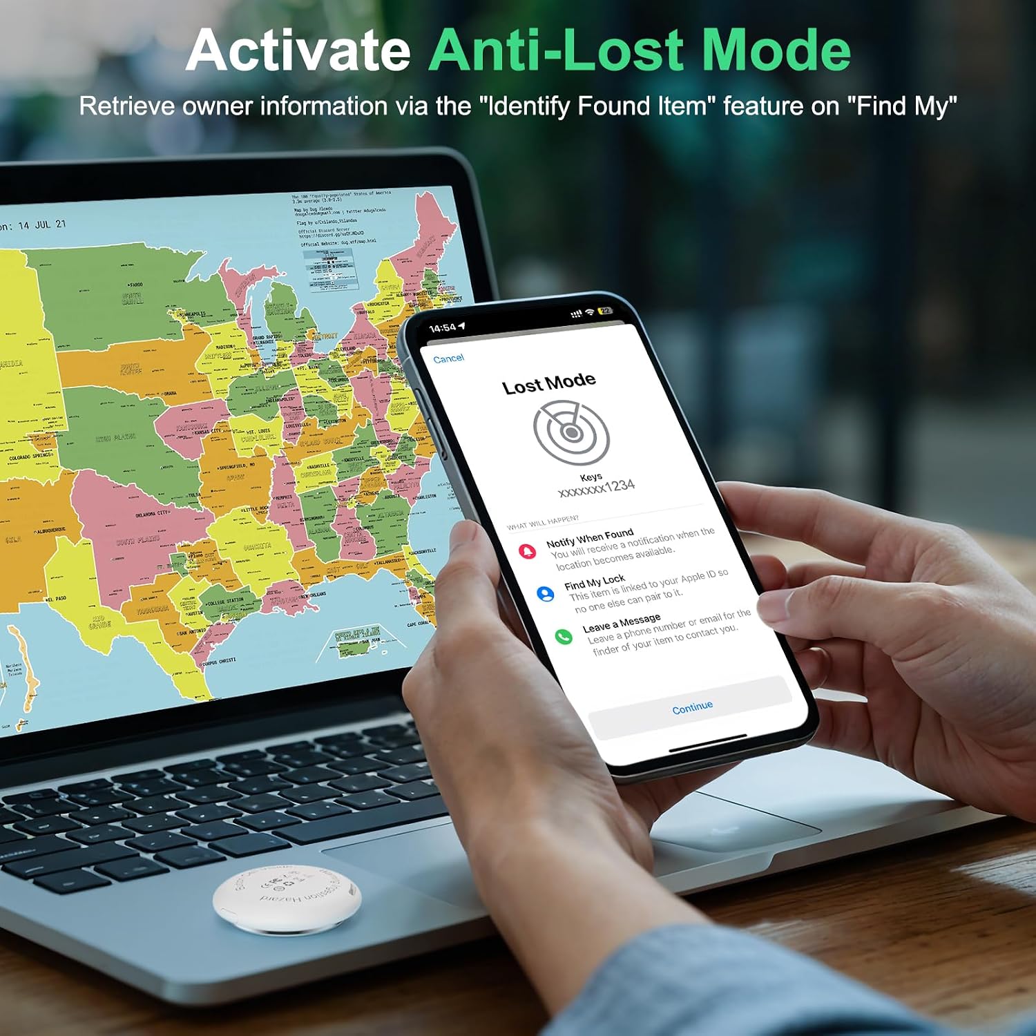 Thumbnail 4 de Bnlei Smart Air Tracker Tag, Find My, iOS, 4 pz