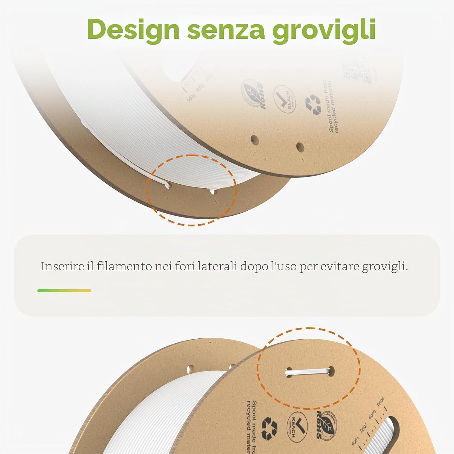 Detalle de Creality Hyper PLA Filament Bianco+Bianco 2KG — Stampa ad alta velocità con eccellente accuratezza
