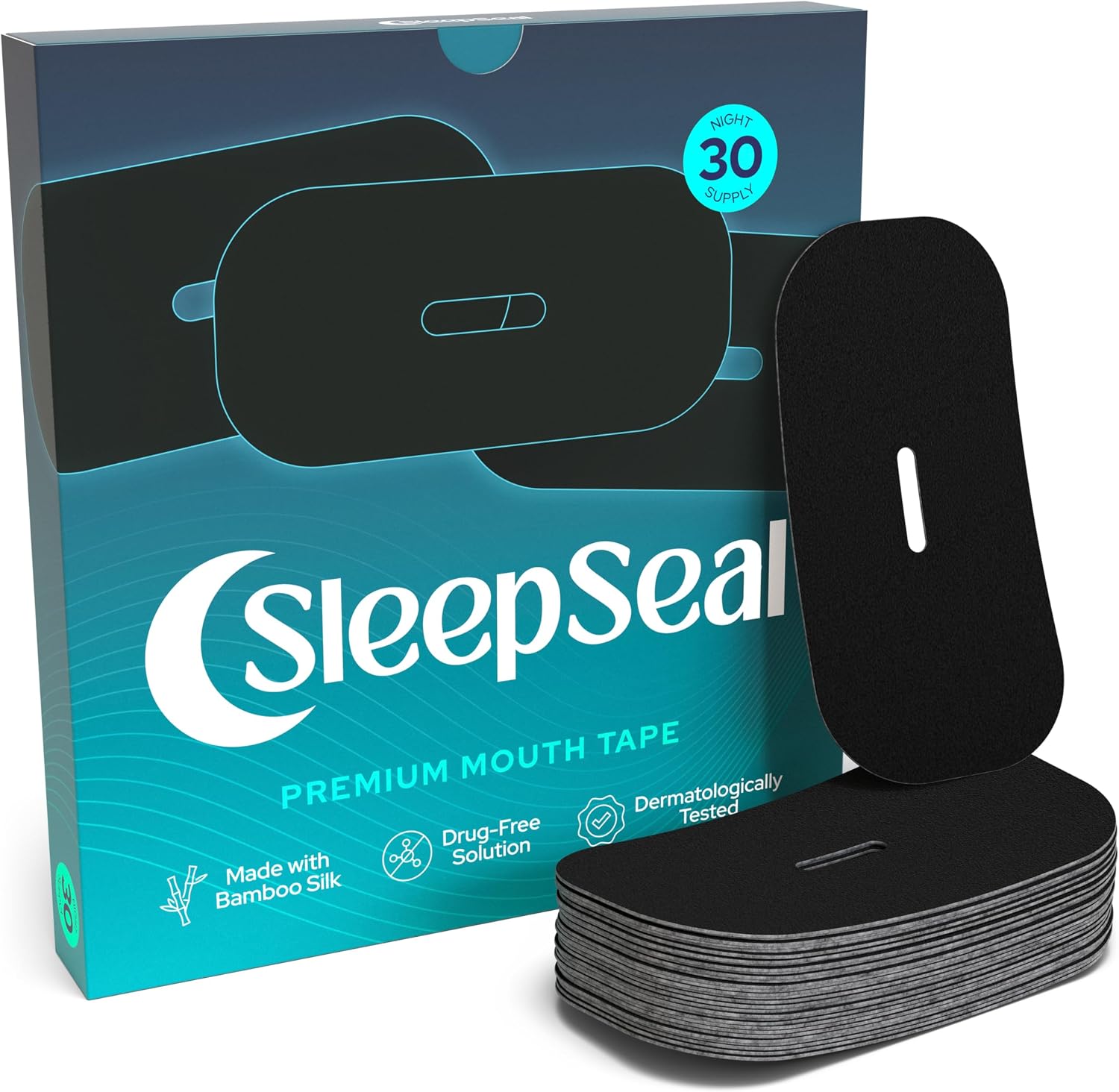 Detalle de SleepSeal Mouth Tape for Sleeping – Bamboo Silk Sleep Tape for Nasal Breathing 30 Night Supply