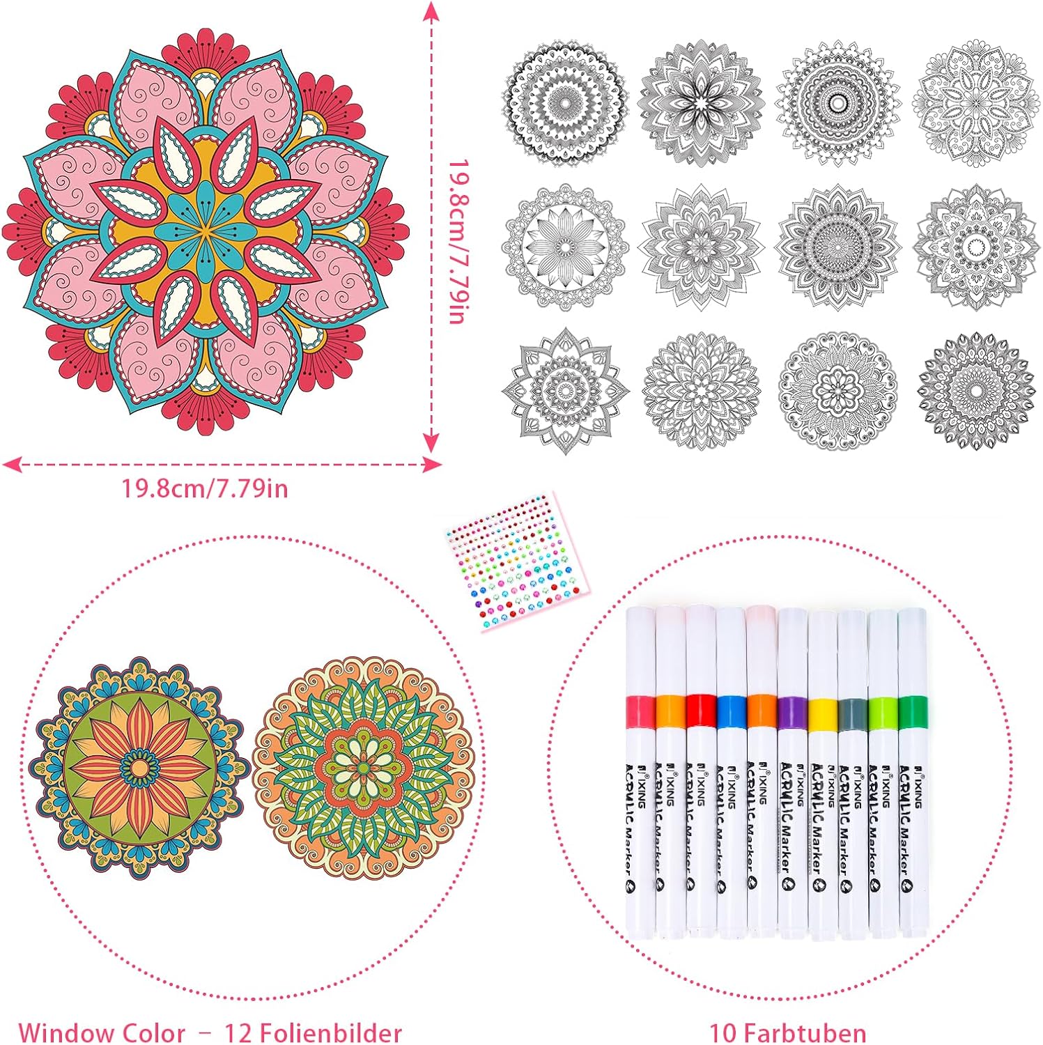 Detalle 2 de DIY Fensterkunst Bastelset mit 12 Motiven für Kinder