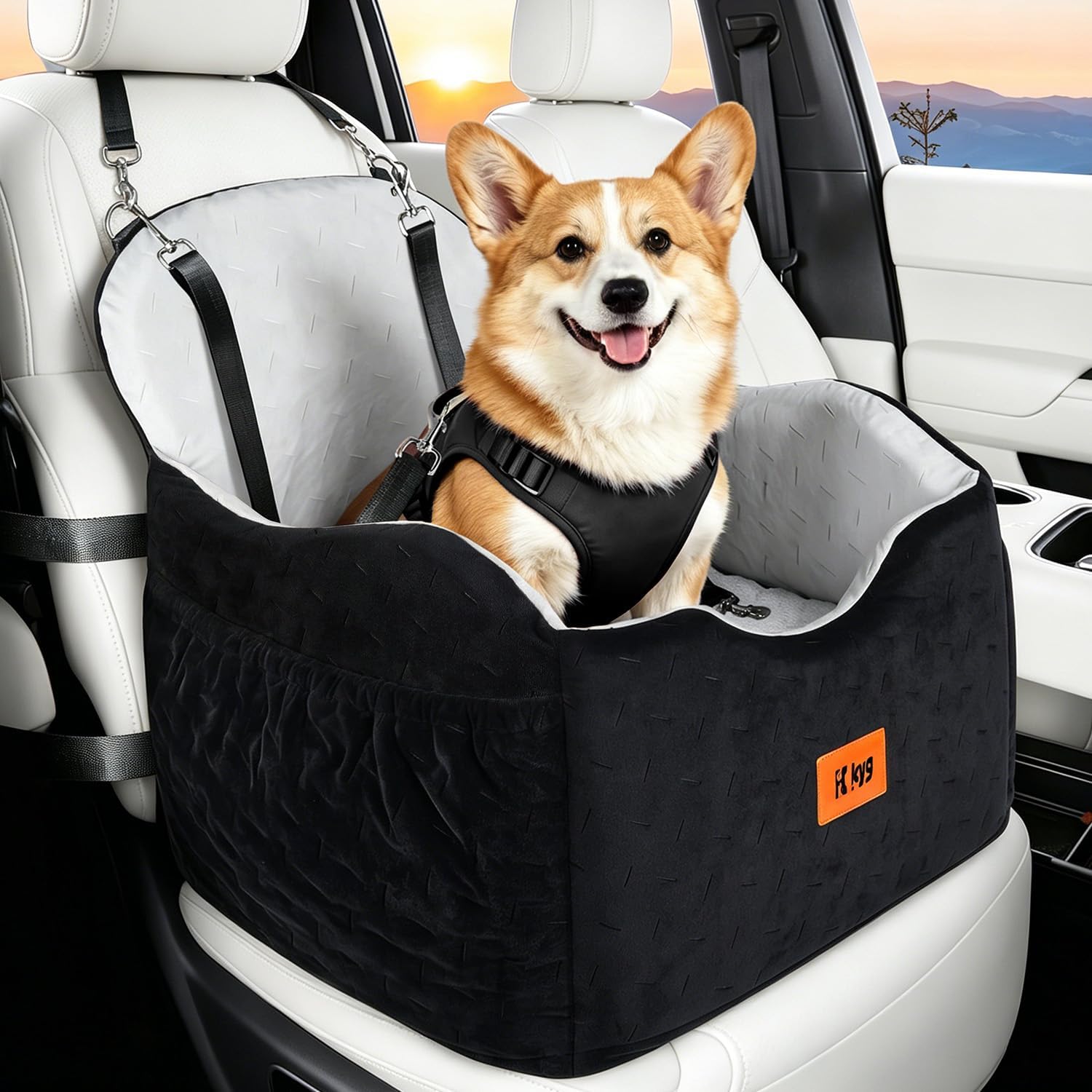 Thumbnail 1 de KYG Washable Dog Car Seat: Front-Seat Booster Bed for Medium to Small Dogs with Cooling & Warm Pads