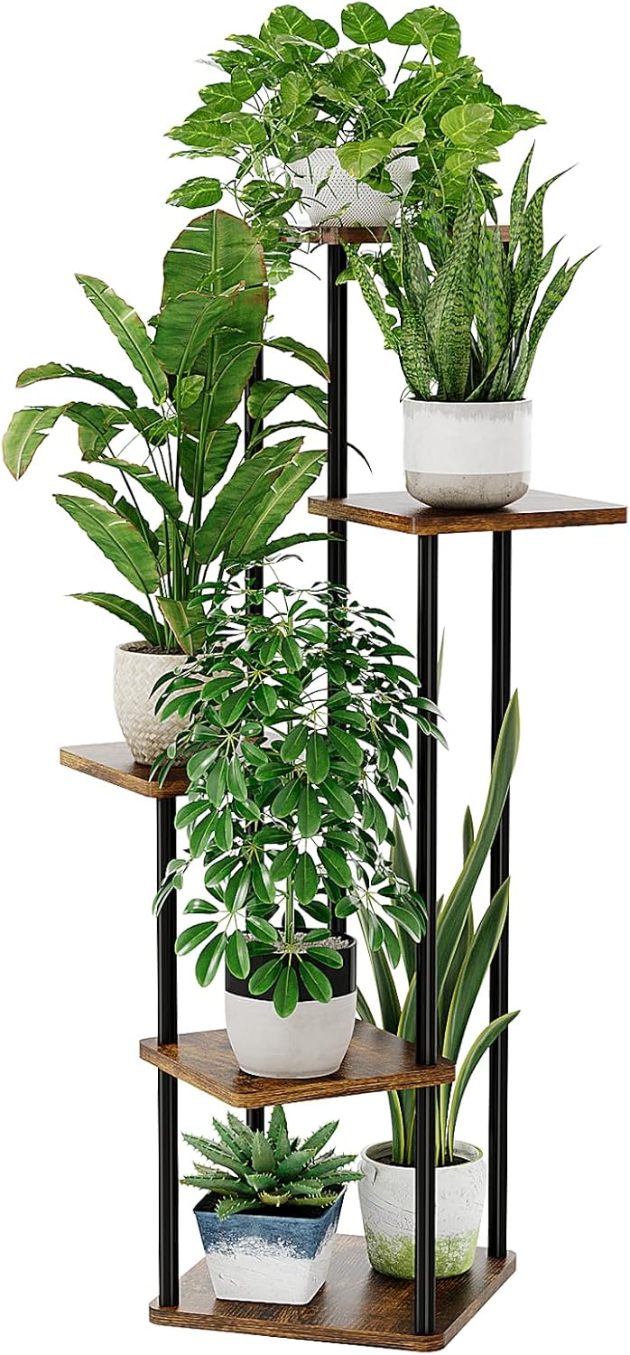 Detalle de Bamworld 5-tier wooden plant stand for indoor/outdoor
