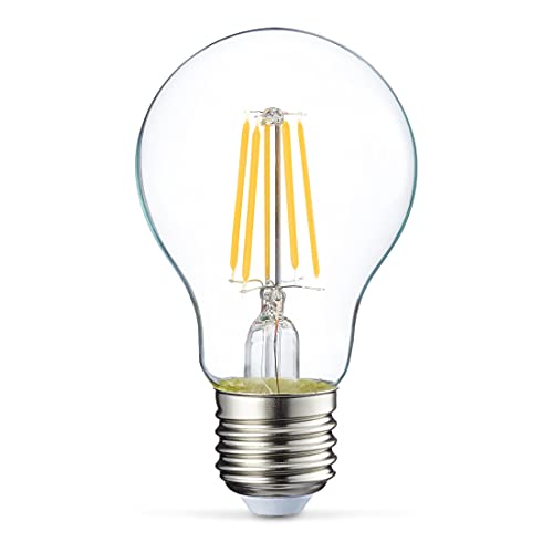 Detalle 2 de Amazon Basics – Lot de 6 ampoules LED Edison E27 4,3 W (40 W équiv.), filament transparent, lumière blanc chaud 2700 K
