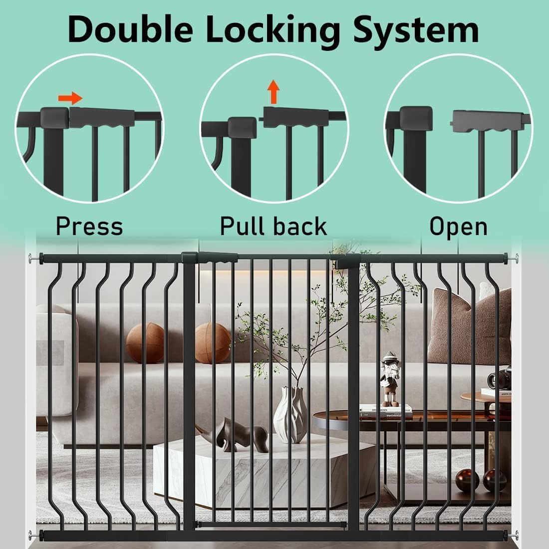 Thumbnail 2 de ALLAIBB 40.55" Extra Tall Baby Gate, White, Pressure-Mounted, Auto-Close