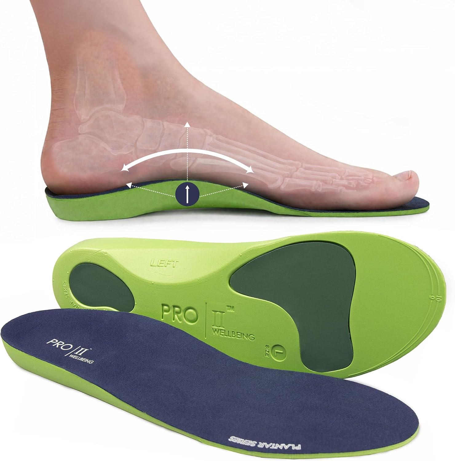 Thumbnail 1 de PRO 11 WELLBEING 2 Pairs Plantar Series Orthotic Insoles – Supportive Full-Length Insoles for Plantar Fasciitis and PAlliance (11/13 UK, 2 Pairs)