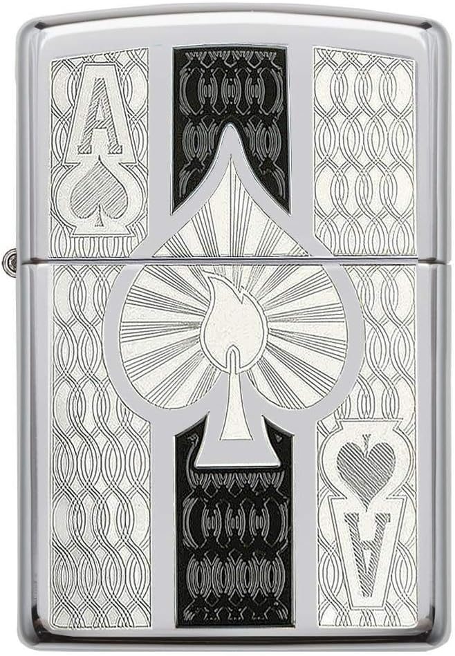 Detalle 2 de Zippo Ace – zapalniczka sztormowa z mosiądzu, chrom polerowany, grawerunek
