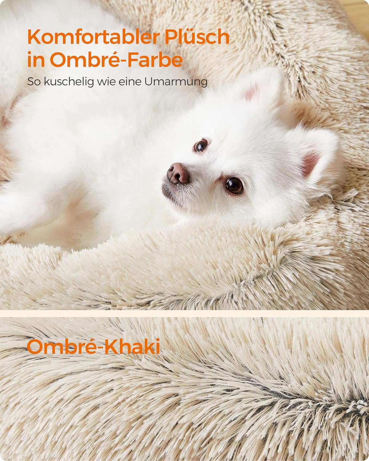 Thumbnail 2 de Feandrea Hundebett flauschig Donut-Kissen (PGW041S01), waschbar, 90 cm Durchmesser