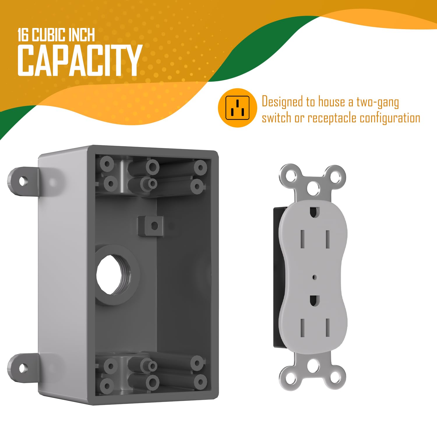Detalle 1 de JC-LGL dc6d323f-39a2-49c1-8b98-da547eb9146a 1-Gang Weatherproof Outlet Box