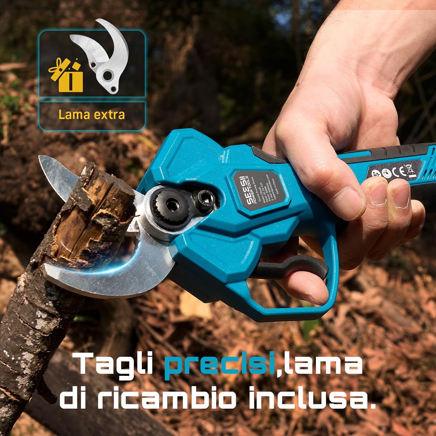 Detalle 2 de SEESII CS440: Forbici Potatura a Batteria 40 mm – potature professionali senza sforzo