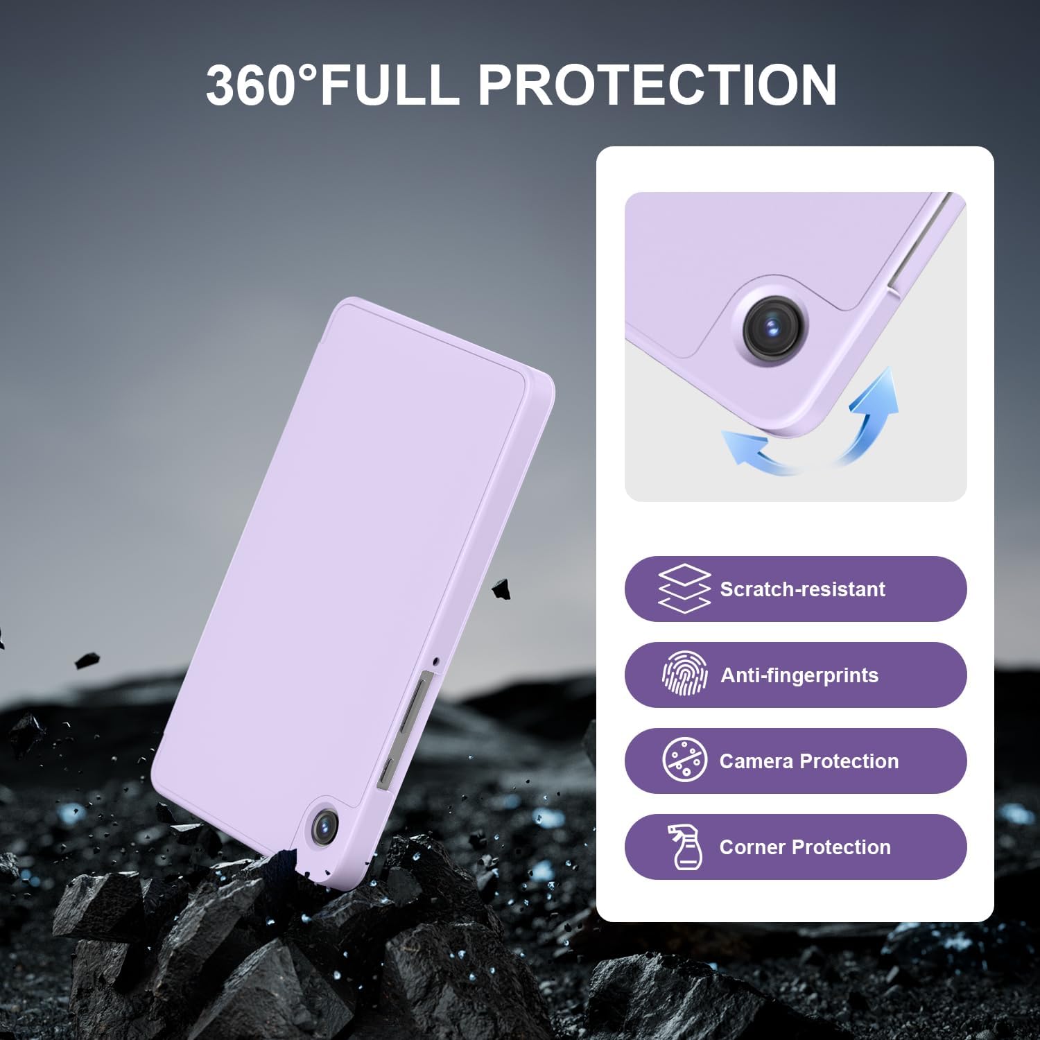 Thumbnail 2 de Sonlaryin Case for Samsung Galaxy Tab A11/A9 8.7in (2025/2023) – Two-Angle Trifold Stand, Light Purple
