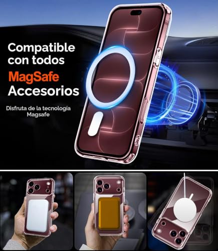 Detalle de ivoler Clara Funda Magnética para iPhone 18 Pro — Transparente, antiamarillo y MagSafe