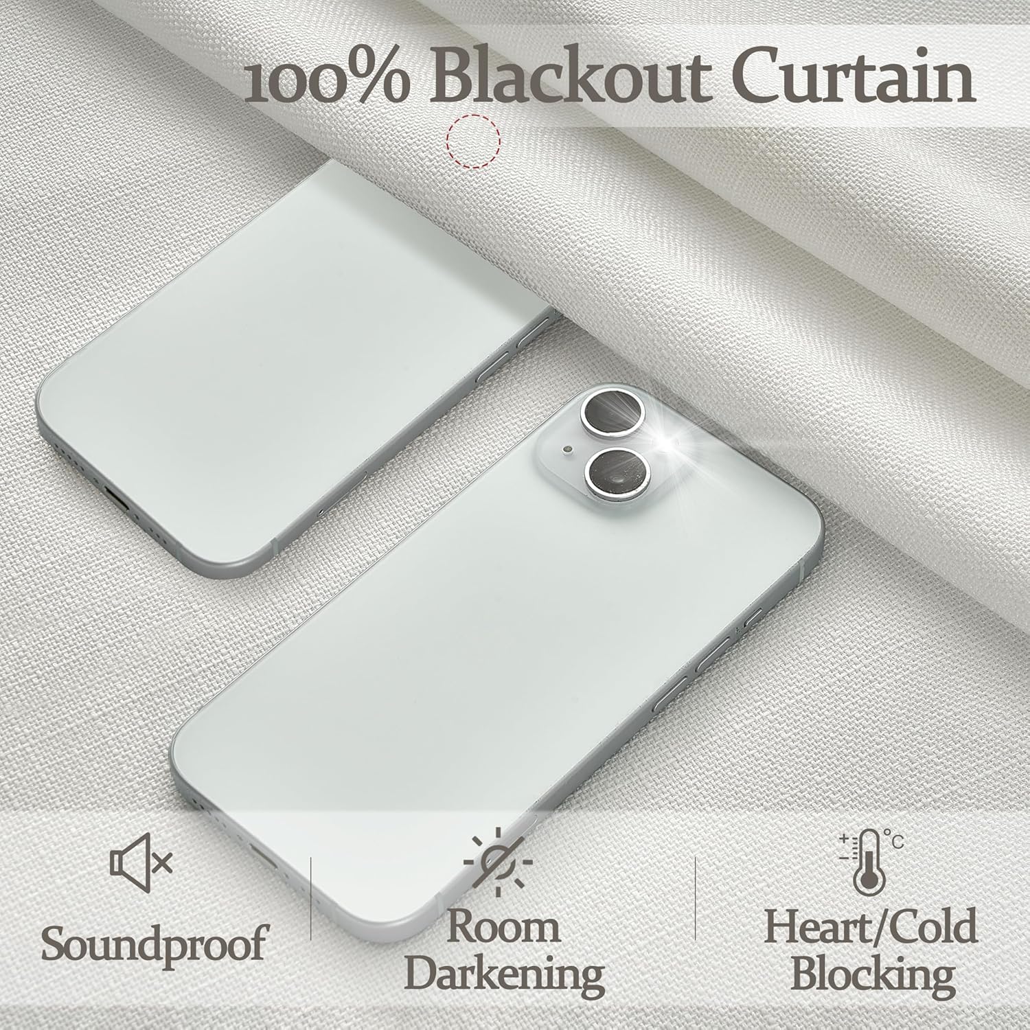 Thumbnail 2 de Linen Blackout Double Layer Curtains 72" L 🪟