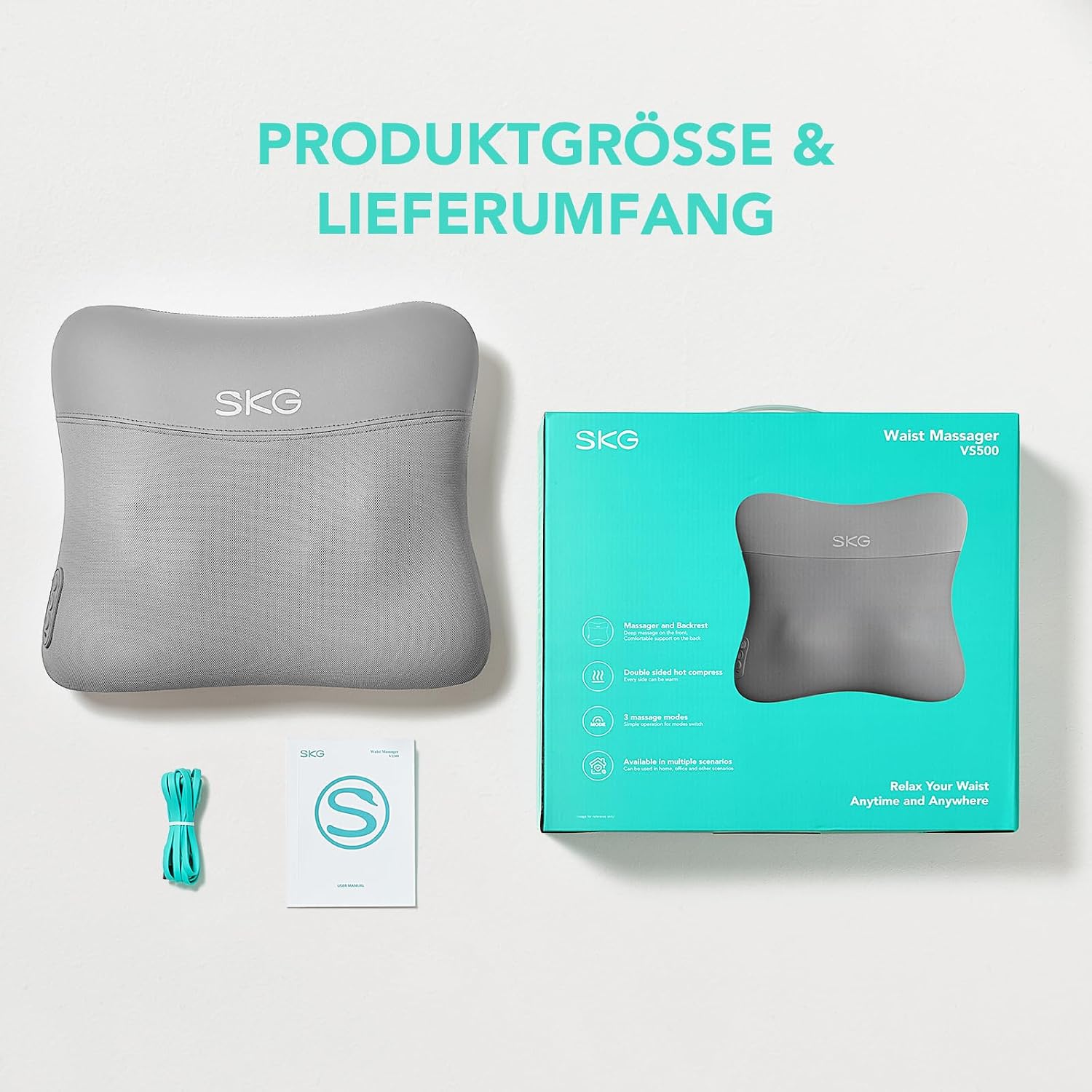Detalle de SKG Das Original kabelloses Nacken- und Rückenmassagegerät VS500 – Wärmefunktion, Tragbarer Massagekissen