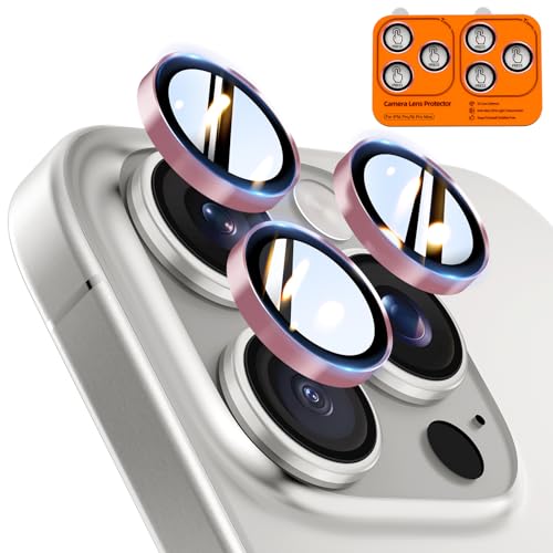 Detalle de TOCOL Protection d'objectif iPhone 16 Pro Max, verre trempé HD, anti-buée, rose ⚙