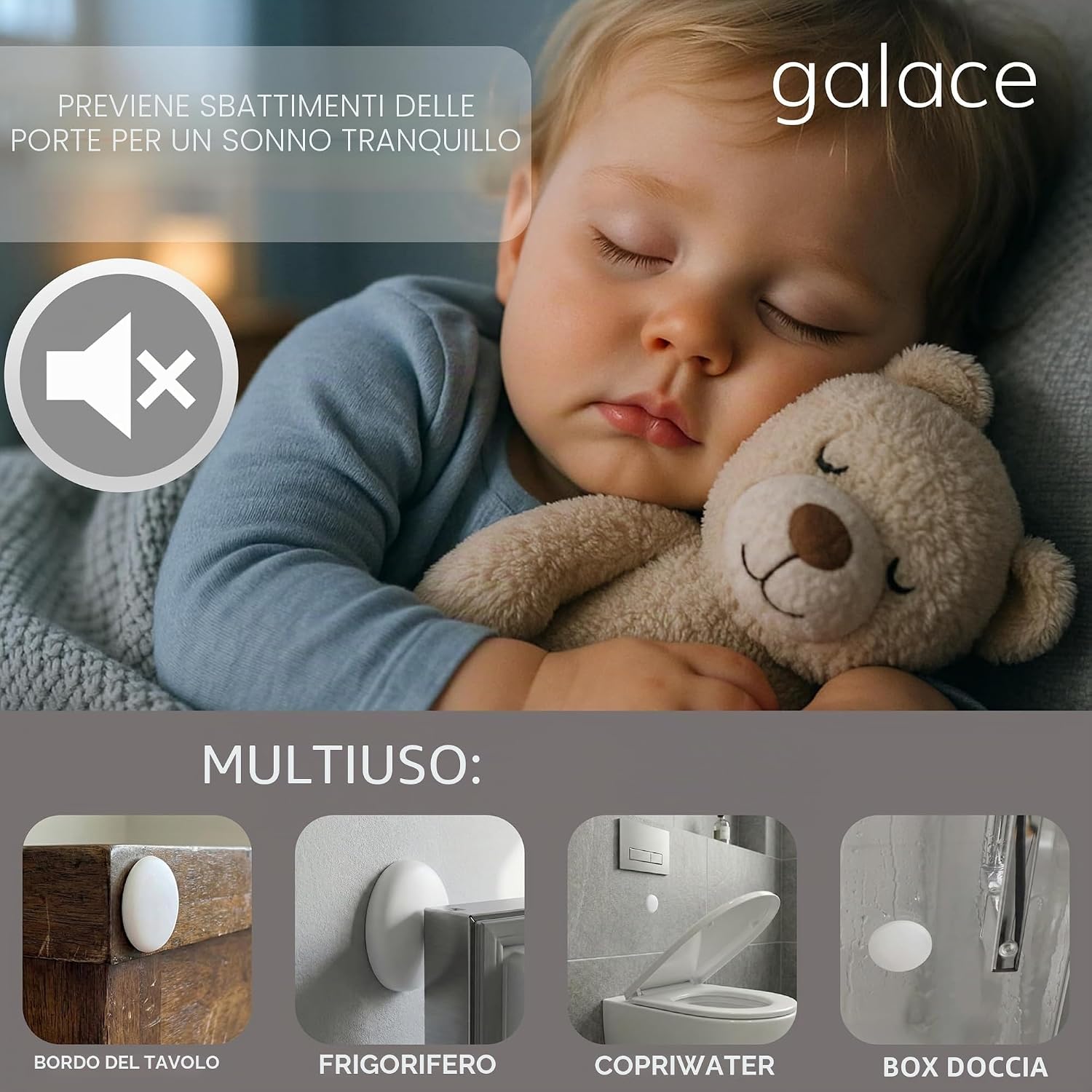 Thumbnail 2 de GALACE Fermaporta Adesivo da Muro Bianco [6 pezzi] – Protezione efficace per porte e infissi