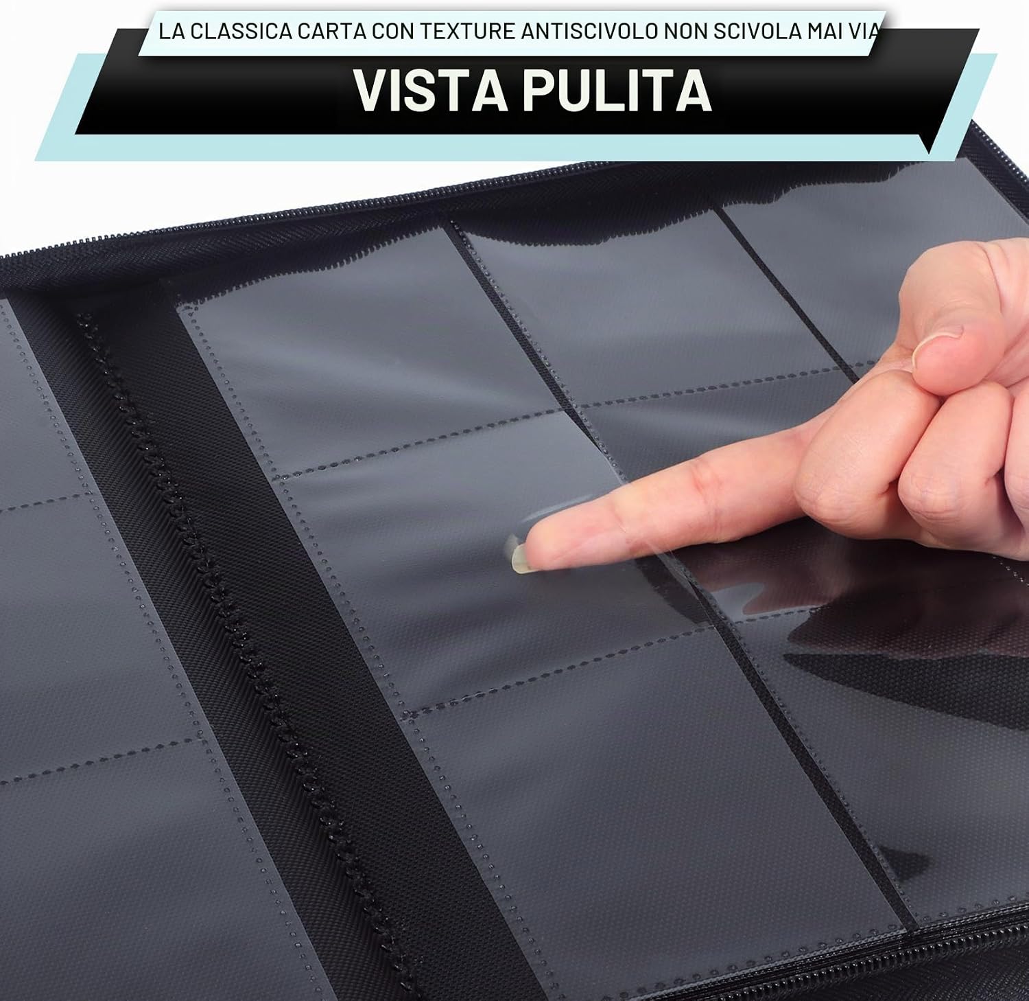 Detalle de WITHYU 9 Album Collezionista per Carte – Capacità 540, Impermeabile e Anti-Graffio, Inserimento Laterale, Acquamarina