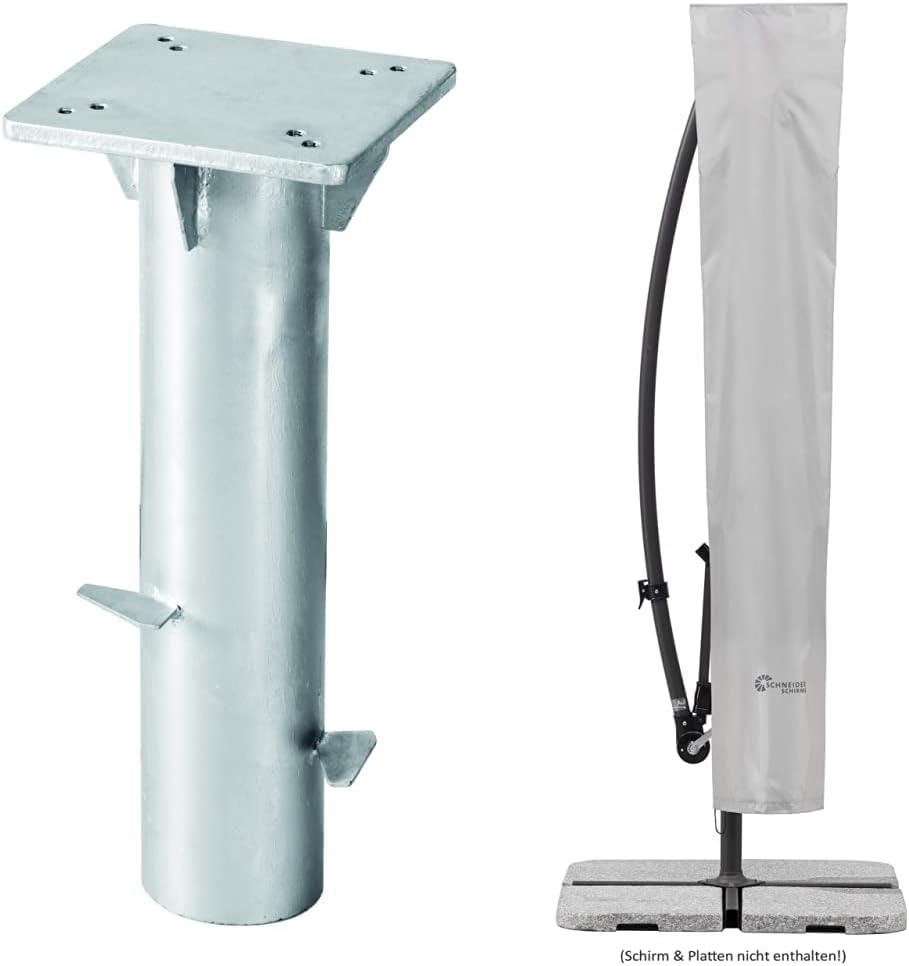 Thumbnail 6 de Schneider Universal-Bodenplatte für Ampelschirme 897-00 – Zum Einbetonieren, 3,8 kg, Silber