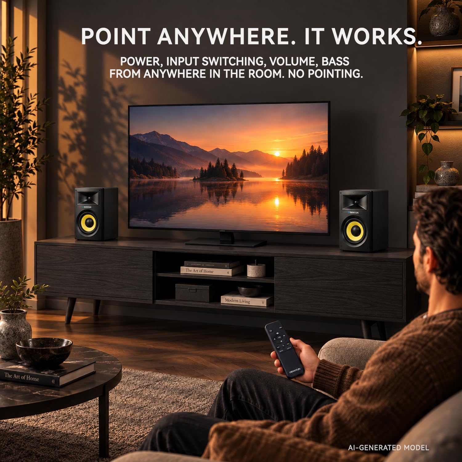 Thumbnail 6 de Sanyun SW205 Powered Bookshelf Speakers, Bluetooth 5.4, Optical and AUX