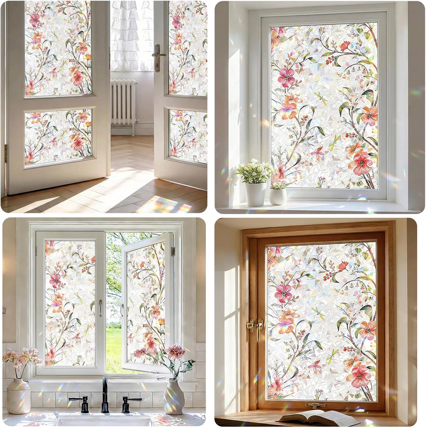 Detalle de Alvorox ST-F815-60CMX2M statische raamfolie 60x200 cm met bloemmotief