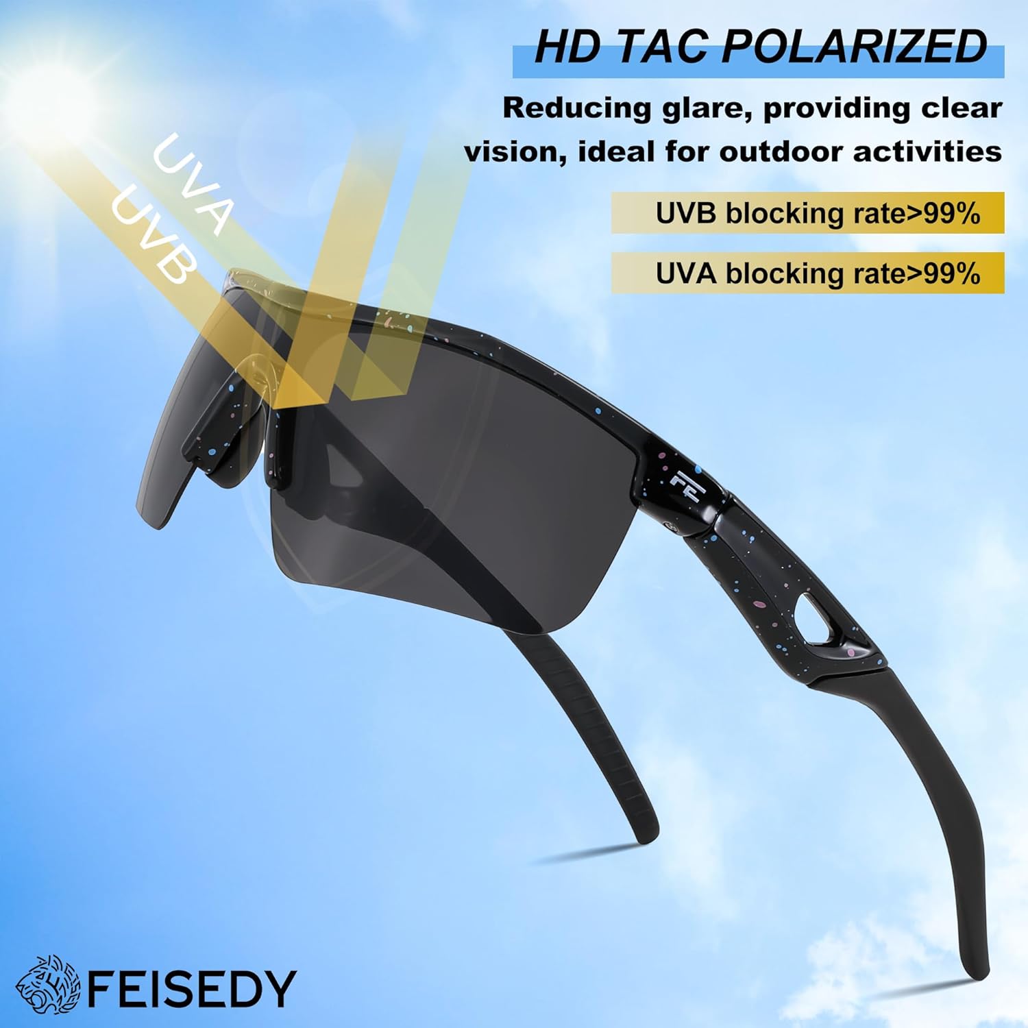 Thumbnail 4 de FEISEDY Kids Polarised Sports Sunglasses: Lightweight TR90 Frame for Active Children (B2454)