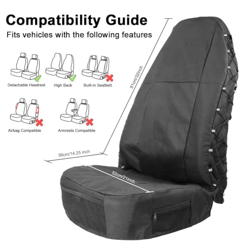 Detalle 2 de TIROL Waterproof Front Seat Covers for High Back Seats 💺